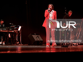 Gianna Nannini singing on stage during the Italian singer Music Concert Gianna Nannini - In teatro tour 2022 on May 13, 2022 at the Arcombol...