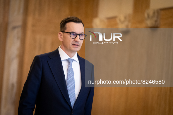 Polish Prime Minister Mateusz Morawiecki at the Chancellery in Warsaw, Poland on May 17, 2022 