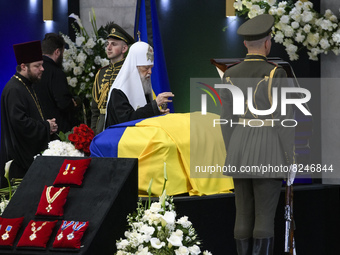 Patriarch of Ukrainian Orthodox church of Kyiv Patriarchate Filaret attends the funeral ceremony of Ukrainian first president Leonid Kravchu...