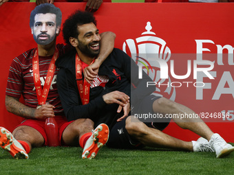 TWO Liverpool's Mohamed Salah during FA Cup Final between Chelsea and Liverpool at Wembley Stadium , London, UK 14th May , 2022
 (