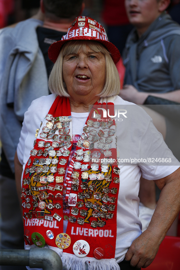  Liverpool Fan with Football Badges on scarf  during FA Cup Final between Chelsea and Liverpool at Wembley Stadium , London, UK 14th May , 2...