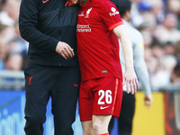 L-R Liverpool manager Jurgen Klopp  console Liverpool's Andrew Robertson during FA Cup Final between Chelsea and Liverpool at Wembley Stadiu...
