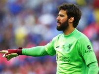 Liverpool's Alisson Becker during FA Cup Final between Chelsea and Liverpool at Wembley Stadium , London, UK 14th May , 2022
 (