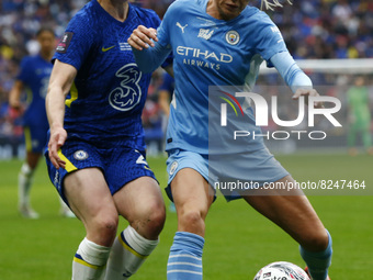 LONDON, ENGLAND - MAY 15:L-R Chelsea Women Niamh Charles  and Alex Greenwood of Manchester City WFC during Women's FA Cup Final between Chel...