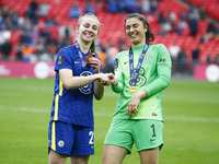 LONDON, ENGLAND - MAY 15:Chelsea Women Zecira Musovic receive her Medal from Chelsea Women Niamh Charles  after the  Women's FA Cup Final be...