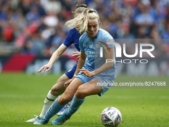 LONDON, ENGLAND - MAY 15:Lauren Hemp of Manchester City WFC holds of Chelsea Women Niamh Charles  during Women's  FA Cup Final between Chels...