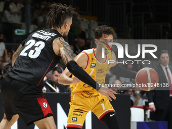 Davide Moretti (Carpegna Prosciutto Pesaro) during game 2 of the quarter-finals of the championship playoffs
Italian basketball series A...