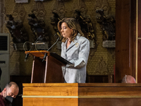 Maria Elisabetta Alberti, president of the Italian Senate, speaks during the ceremony during the ceremony for the 800th anniversary of the U...