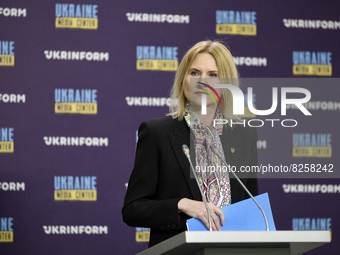 KYIV, UKRAINE - MAY 17, 2022 - Deputy Speaker of the Verkhovna Rada of Ukraine Olena Kondratiuk is pictured during a briefing, The Support o...