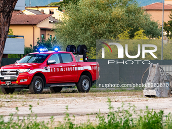 The fire brigade (Vigili del Fuoco), intervened due to a gas leak, in Rieti, Italy, on May 20, 2022 (