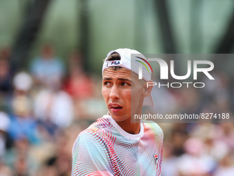 Alexei Popyrin during his match against Fabio Fognini Simonne Mathieu court in the 2022 French Open finals day one, on May 22, 2022.  (
