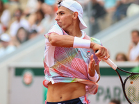 Alexei Popyrin during his match against Fabio Fognini Simonne Mathieu court in the 2022 French Open finals day one, on May 22, 2022.  (