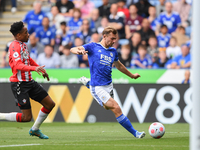 
Kiernan Dewsbury-Hall of Leicester City lines up a cross during the Premier League match between Leicester City and Southampton at the Kin...