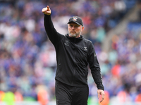 
Ralph Hasenhuttl, manager of Southampton gestures to his teams supporters during the Premier League match between Leicester City and Southa...