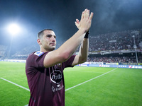 Federico Bonazzoli of US Salernitana 1919 celebrates the salvation at the end of the Serie A  match between US Salernitana 1919 and Udinese...