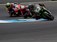 British Alex Lowes of Kawasaki Racing Team Worldsbk competes during the Race 1 of the FIM Superbike World Championship Estoril Round at the...