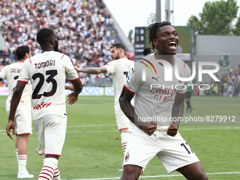 Rafael Leao (AC Milan) celebrates during the italian soccer Serie A match US Sassuolo vs AC Milan on May 22, 2022 at the MAPEI Stadium in Re...