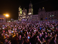A general view of 'Plaza de Bolivar' filled with supporters during the closing campaign rally of left-wing presidential candidate for the po...