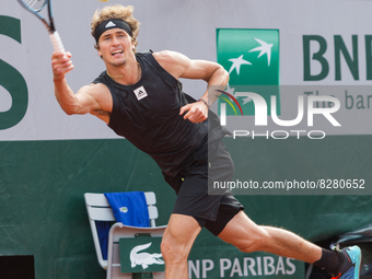 Alexander Zverev (GER) during the day two of he Roland-Garros Open tennis tournament in Paris, France, on May 22, 2022. (