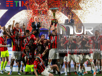 Ac Milan Lift the Serie A trophy during U.S. Sassuolo Calcio against AC Milan, Serie A, at Mapei Stadium on May 22th, 2022. (