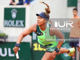 Naomi Osaka during her match against Amanda Anisimova on Suzanne Lenglen court in the 2022 French Open finals day two. (