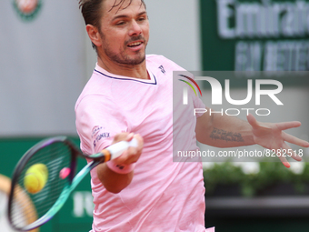 Stanislas Wawrinka during his match against Corentin Moutet on Suzanne Lenglen court in the 2022 French Open finals day two. (