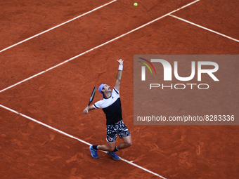 Jordan Thompson during his match against Rafael Nadal on Philipe Chatrier court in the 2022 French Open finals day two, in Paris, France, on...