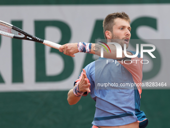 Corentin Moutet (FRA) during the day two of he Roland-Garros Open tennis tournament in Paris, France, on May 23, 2022. (