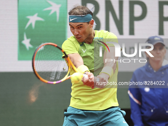 Rafael Nadal of Spain during day 2 of the French Open 2022, a tennis Grand Slam tournament on May 23, 2022 at Roland-Garros stadium in Paris...