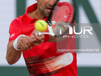 Novak Djokovic (SRB) during the 2022 French Open finals day two, in Paris, France, on May 23, 2022. (