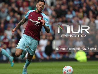 Dwight McNeil of Burnley  during the Premier League match between Burnley and Newcastle United at Turf Moor, Burnley on Sunday 22nd May 2022...