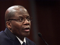 Under Secretary of Defense for Intelligence and Security Ronald S. Moultrie testifies before House Intelligence Committee during a hearing a...