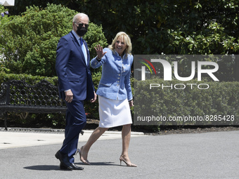 US President Joe Biden and First Lady Jill Biden depart the White House en route  to Joint Base Andrews, today on May 18, 2022 at South Lawn...