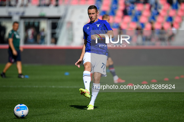 Adam Marusic (Lazio) portrait during warm up during the italian soccer Serie A match Bologna FC vs SS Lazio  on October 03, 2021 at the Rena...