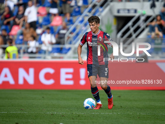 Bologna's Aaron Hickey portrait in action during the italian soccer Serie A match Bologna FC vs SS Lazio  on October 03, 2021 at the Renato...