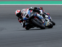 French Loris Baz of Bonovo Action BMW competes during the Race 2 of the FIM Superbike World Championship Estoril Round at the Circuito Estor...
