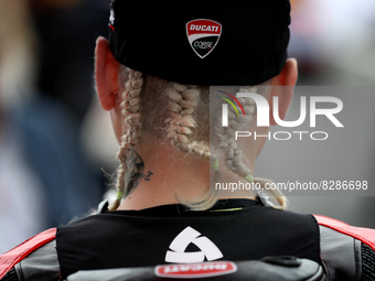 Hair detail of Spanish Alvaro Bautista of Aruba.It Racing - Ducati is seen prior the Race 2 of the FIM Superbike World Championship Estoril...