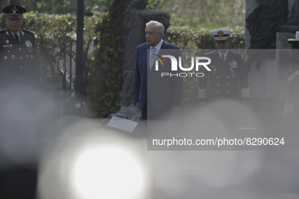 Andrés Manuel López Obrador, President of Mexico, inside the Dolores Cemetery and the Rotunda of Illustrious Persons in Mexico City, during...