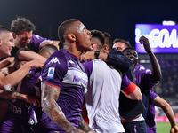 ACF Fiorentina players celebrate after a goal during the italian soccer Serie A match ACF Fiorentina vs Juventus FC on May 21, 2022 at the A...