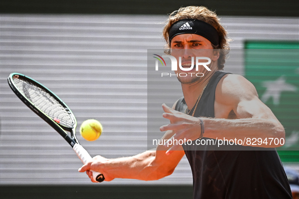 Alexander ZVEREV of Germany during the Day four of Roland-Garros 2022, French Open 2022, Grand Slam tennis tournament on May 25, 2022 at Rol...