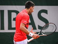 Novak DJOKOVIC of Serbia looks dejected during the Day four of Roland-Garros 2022, French Open 2022, Grand Slam tennis tournament on May 25,...