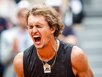 Alexander ZVEREV of Germany celebrates his victory during the Day four of Roland-Garros 2022, French Open 2022, Grand Slam tennis tournament...