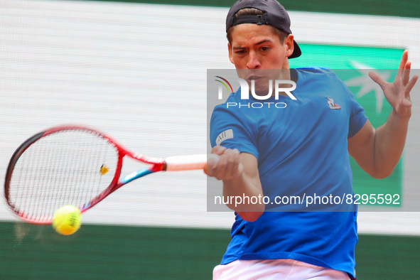 Sebastian Baez during his match against Alexander Zverev on Philipe Chartier court in the 2022 French Open finals day four. 