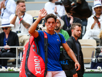 Sebastian Baez after his match against Alexander Zverev on Philipe Chartier court in the 2022 French Open finals day four. (