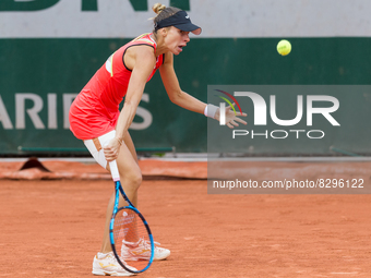 Magda Linette (POL) during the Day 4 of the French Open in Paris, France, on May 25, 2022. (
