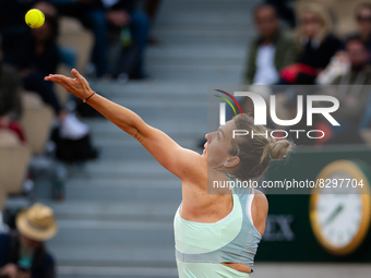 Simona Halep of Romania in action against Nastasja Schunk of Germany during the first round of the Roland-Garros 2022, Grand Slam tennis tou...