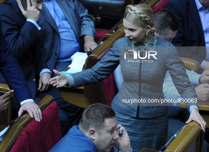 Yulia Tymoshenko, former prime minister and Fatherland party leader, during the session of the Verkhovna Rada of Ukraine in Kiev. Ukraine, T...