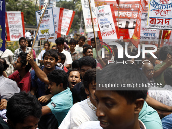 The left-leaning parties staged demonstration today in front of Jatiya Press Club (JPC) in the capital protesting for proper water sharing i...