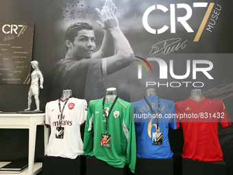 Some of the game shirts Ronaldo had exchanged with other players  on display at the Cristiano Ronaldo traveling museum in Lisbon, on October...