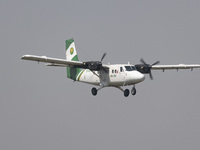 A Tara Air airline De Havilland Canada DHC-6-300 Twin Otter aircraft as seen flying and landing at Tribhuvan International Airport KTM in Ka...